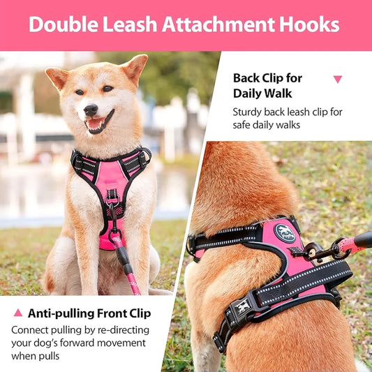 Adjustable No Pull Dog Harness Reflective and Easy Control Handle