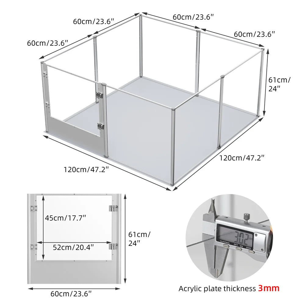 Extra Large Acrylic Whelping Box with Waterproof Fertility Pad