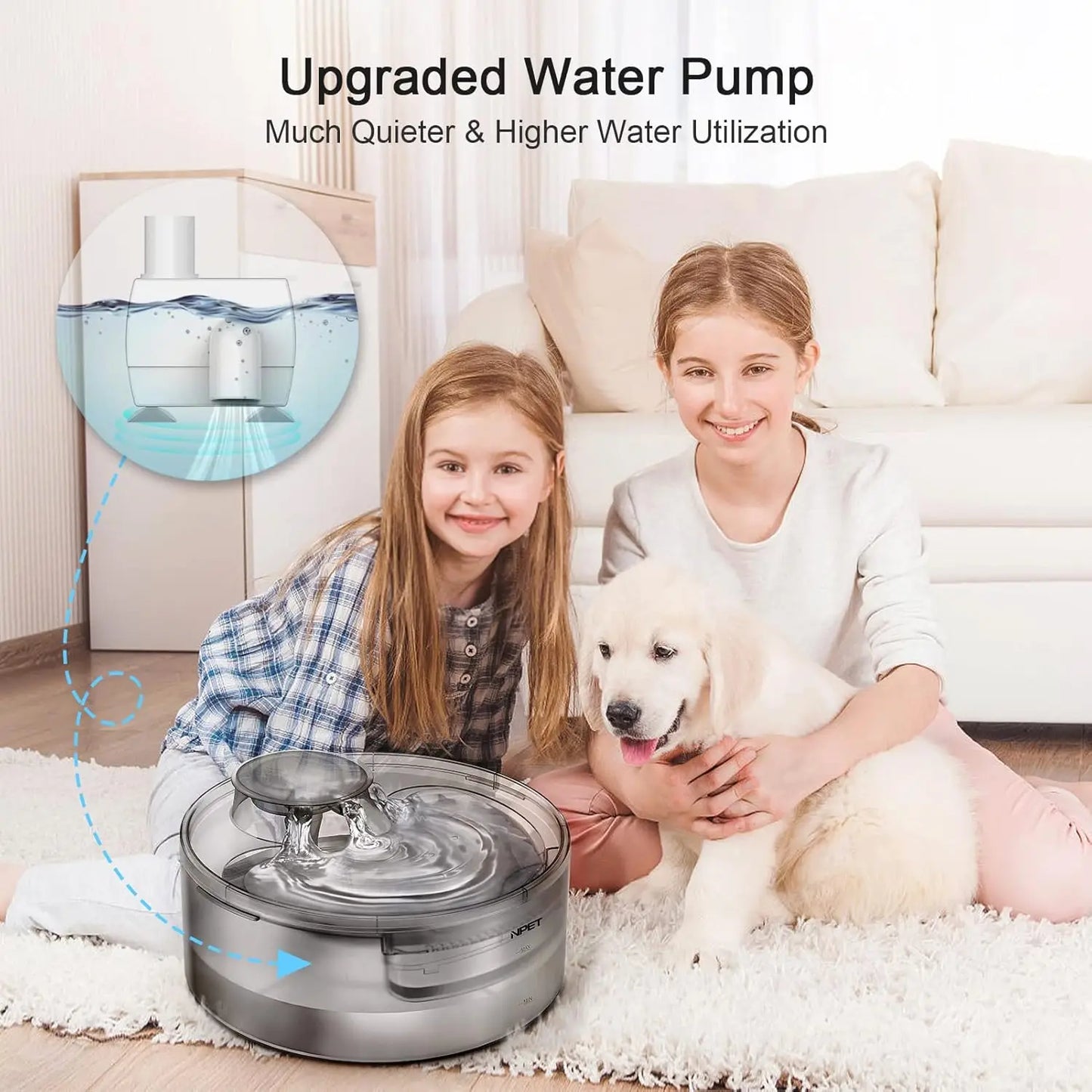 Large Automatic Pet Water Fountain for Multiple Pets