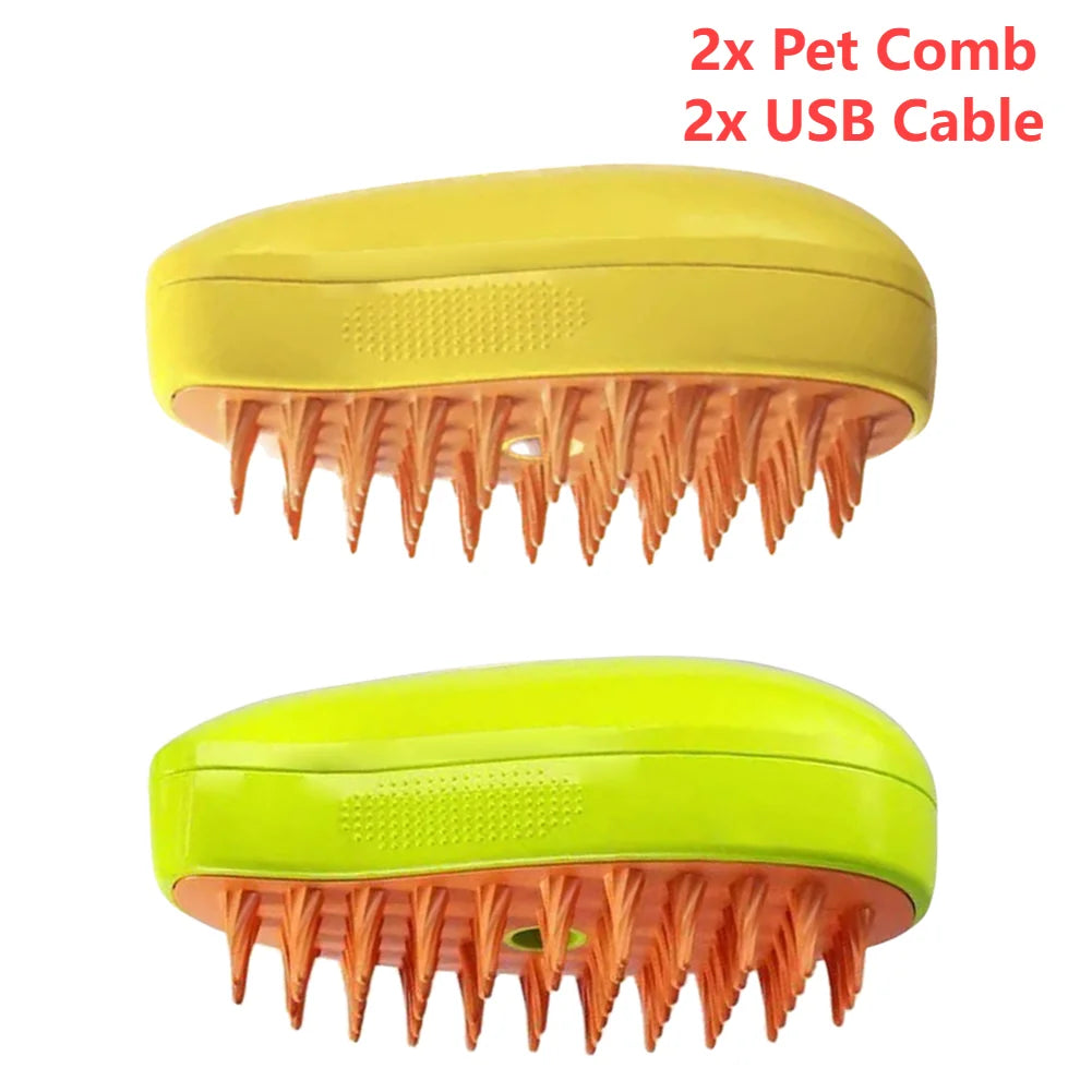 3 In1 Steamy Grooming Dog Brush Self Cleaning