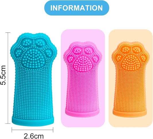3 Pack Soft Silicone Finger Toothbrush for Dogs, Cats, Puppies