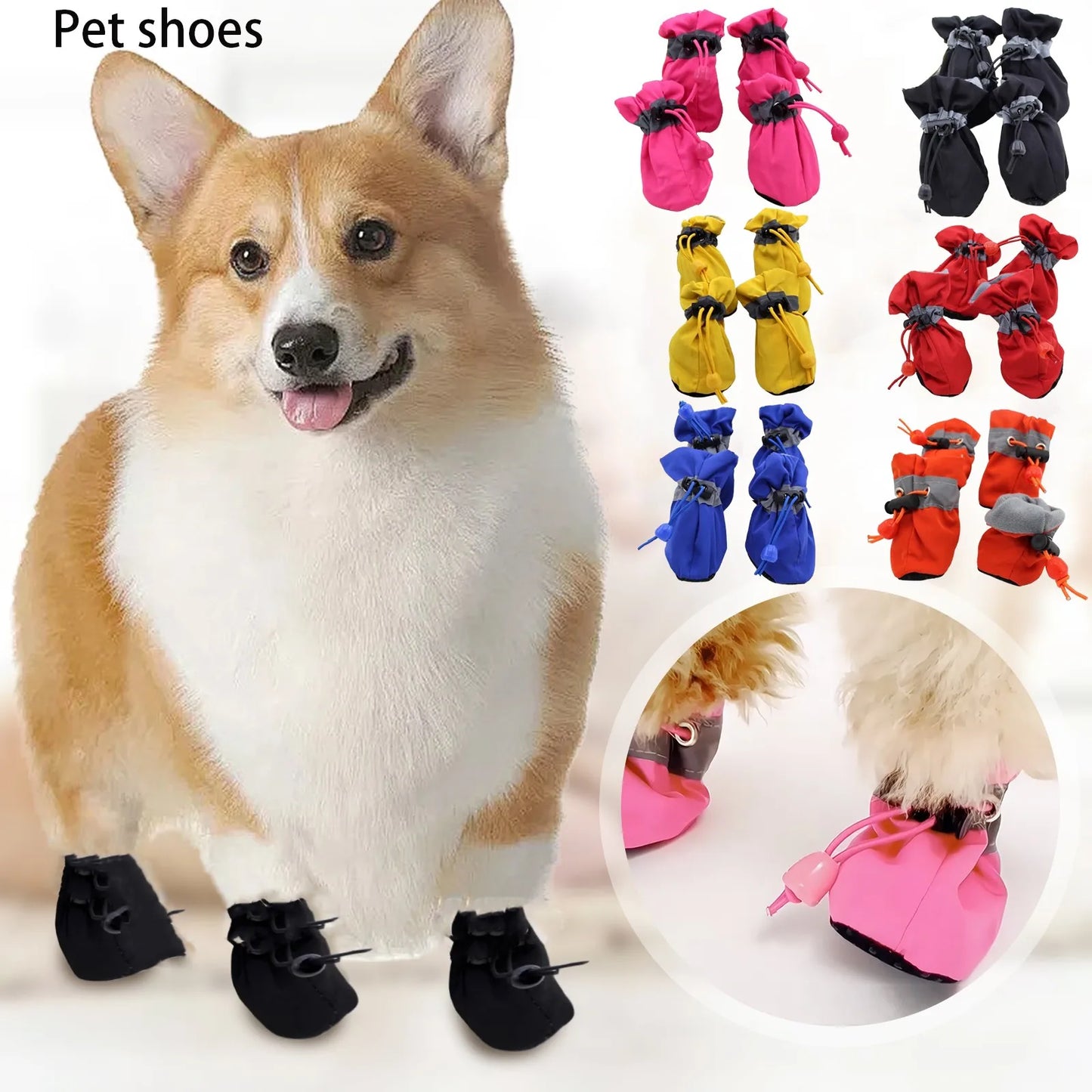 Adjustable Breathable Soft-Soled Non-Slip Walking Dog Shoes