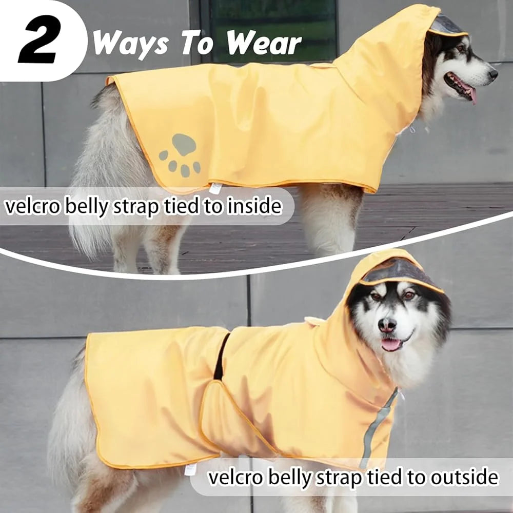 Adjustable Lightweight Waterproof Reflective Dog Hooded Raincoat