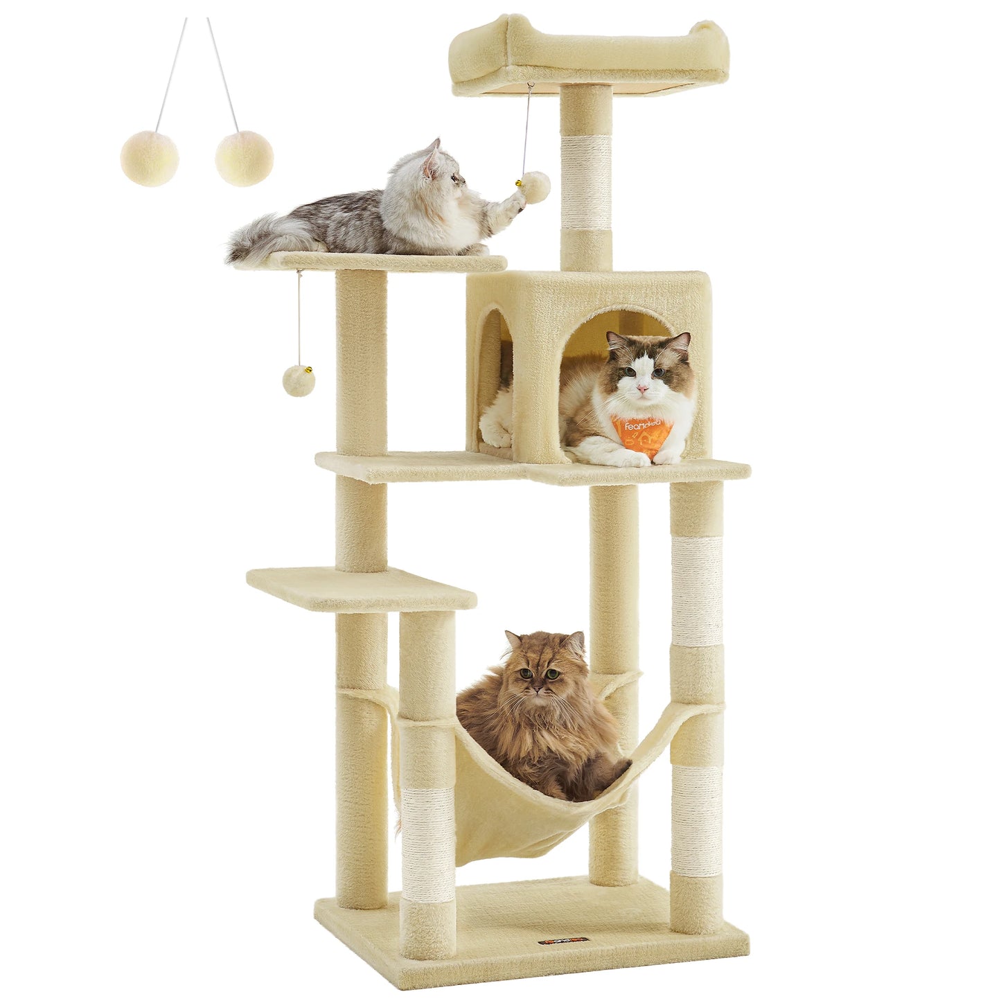 Multi-Level Cat Tower for Indoor Cats with 4 Scratching Posts