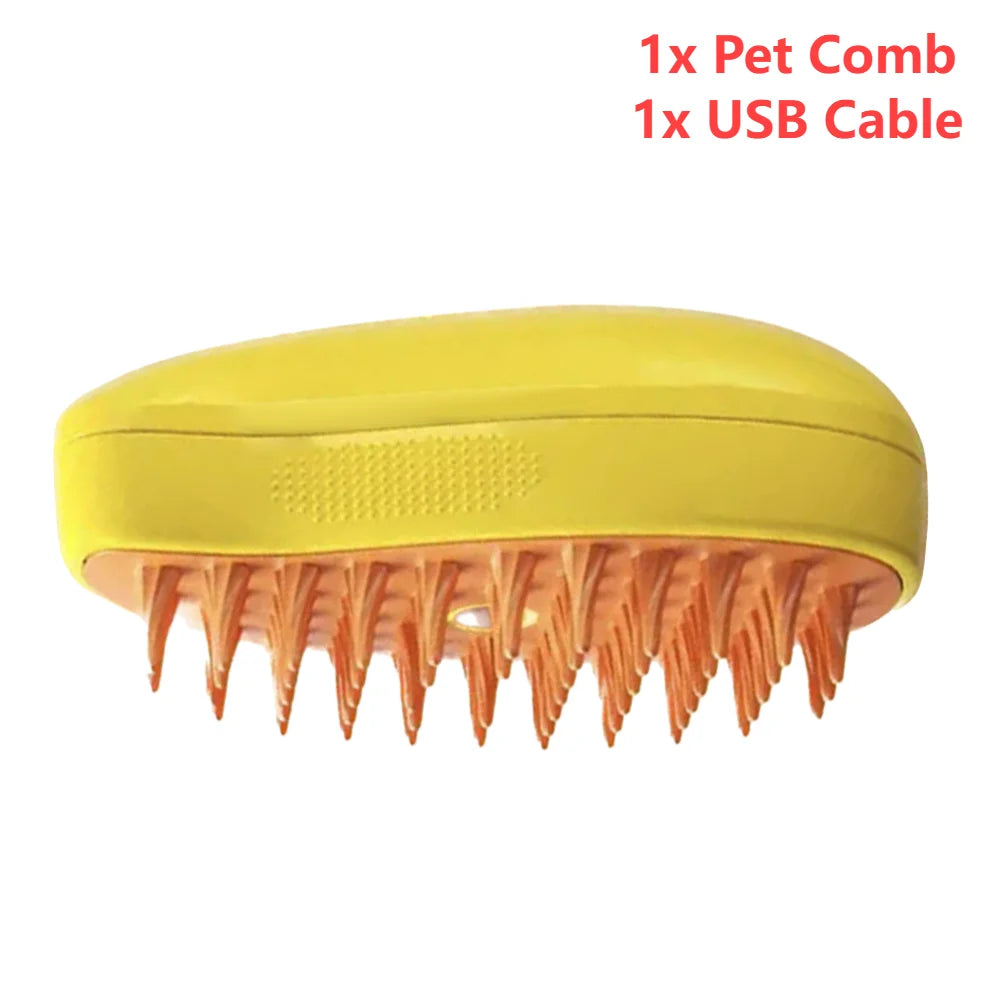 3 In1 Steamy Grooming Dog Brush Self Cleaning