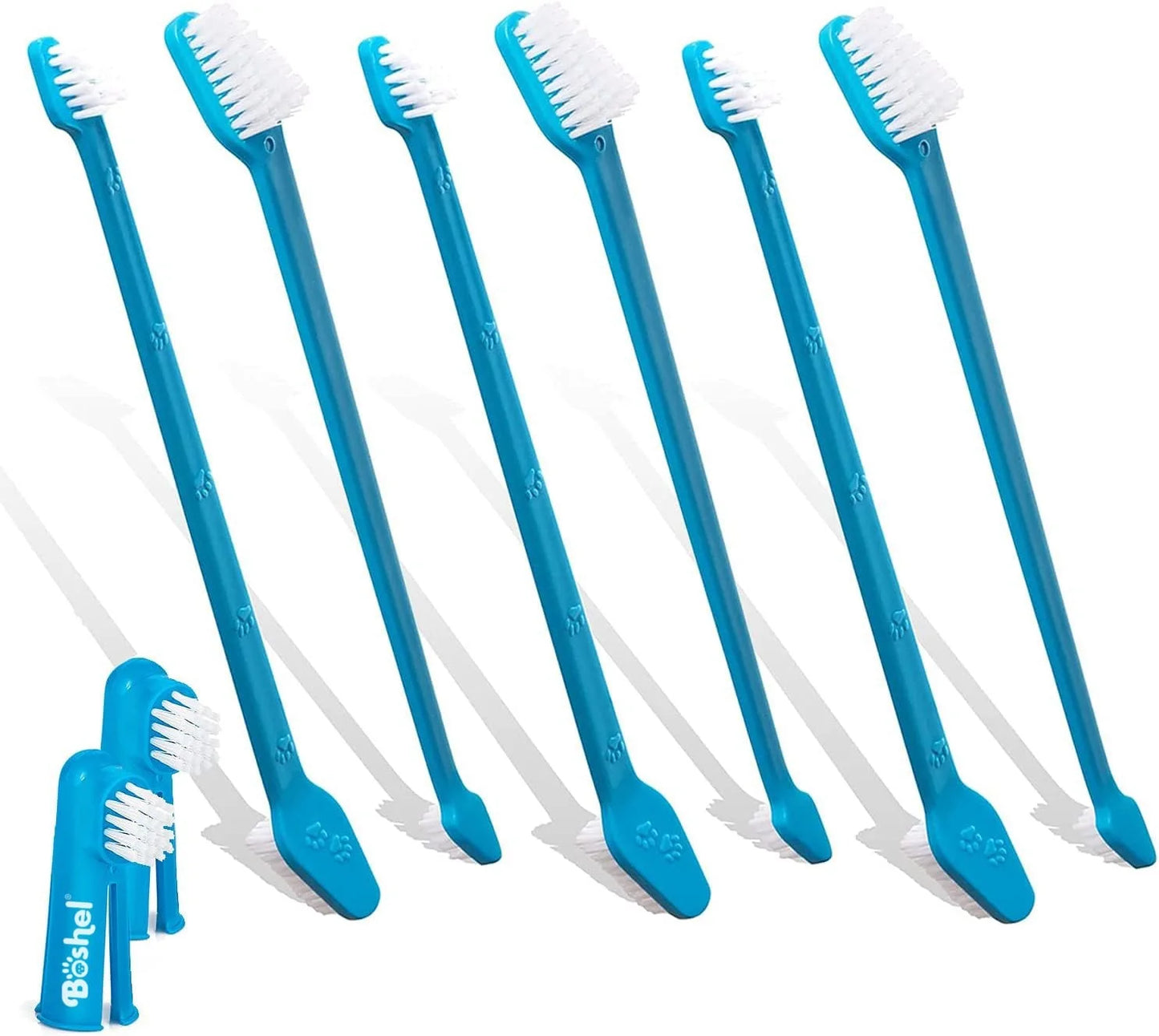 3-Piece Dog Toothbrush Set - 2 Dog Toothbrushes + Small Dog Finger Toothbrush