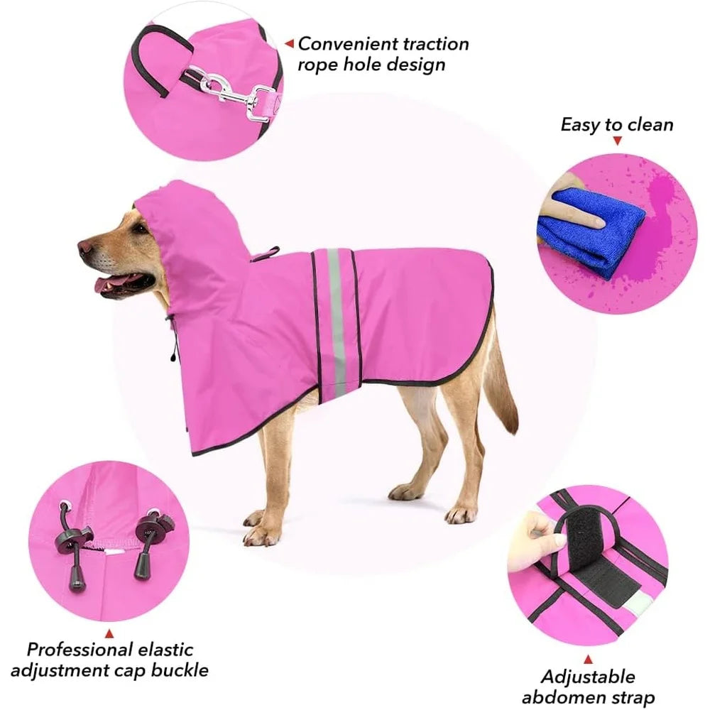 Adjustable Reflective Lightweight Waterproof Dog Raincoat