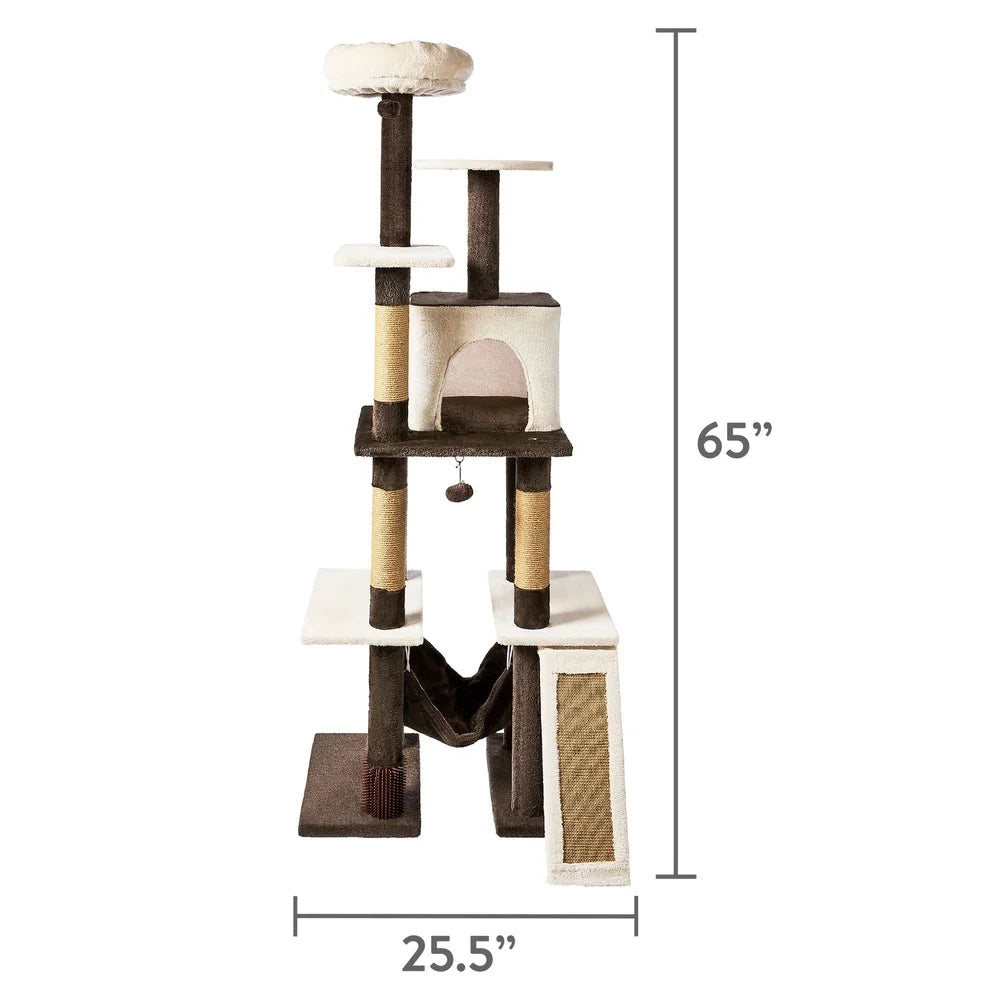 Interactive 7-Level Multi-Functional Cat Tree Tower with Hammock Scratching Posts Rubber Massager