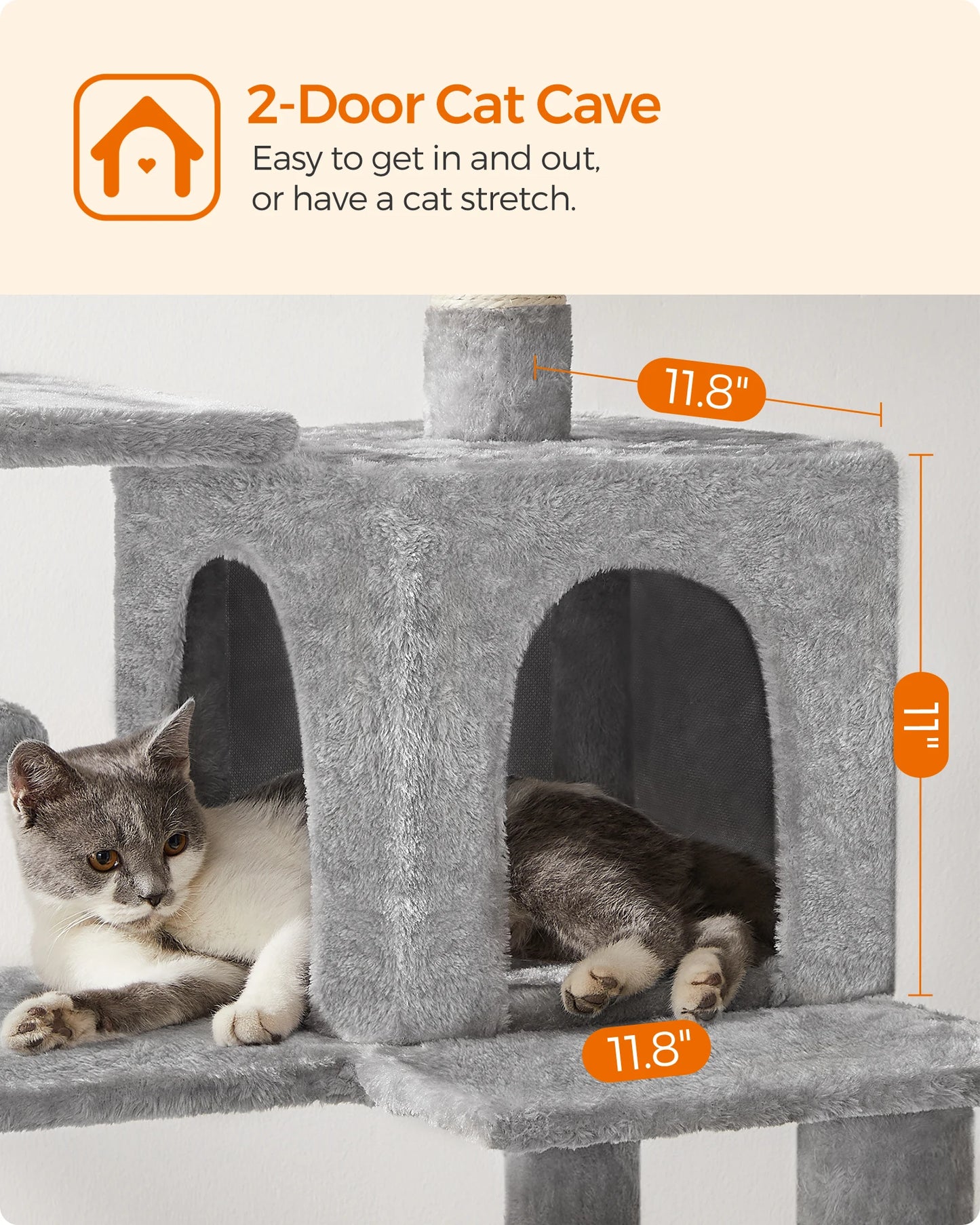 Multi-Level Cat Tower for Indoor Cats with 4 Scratching Posts