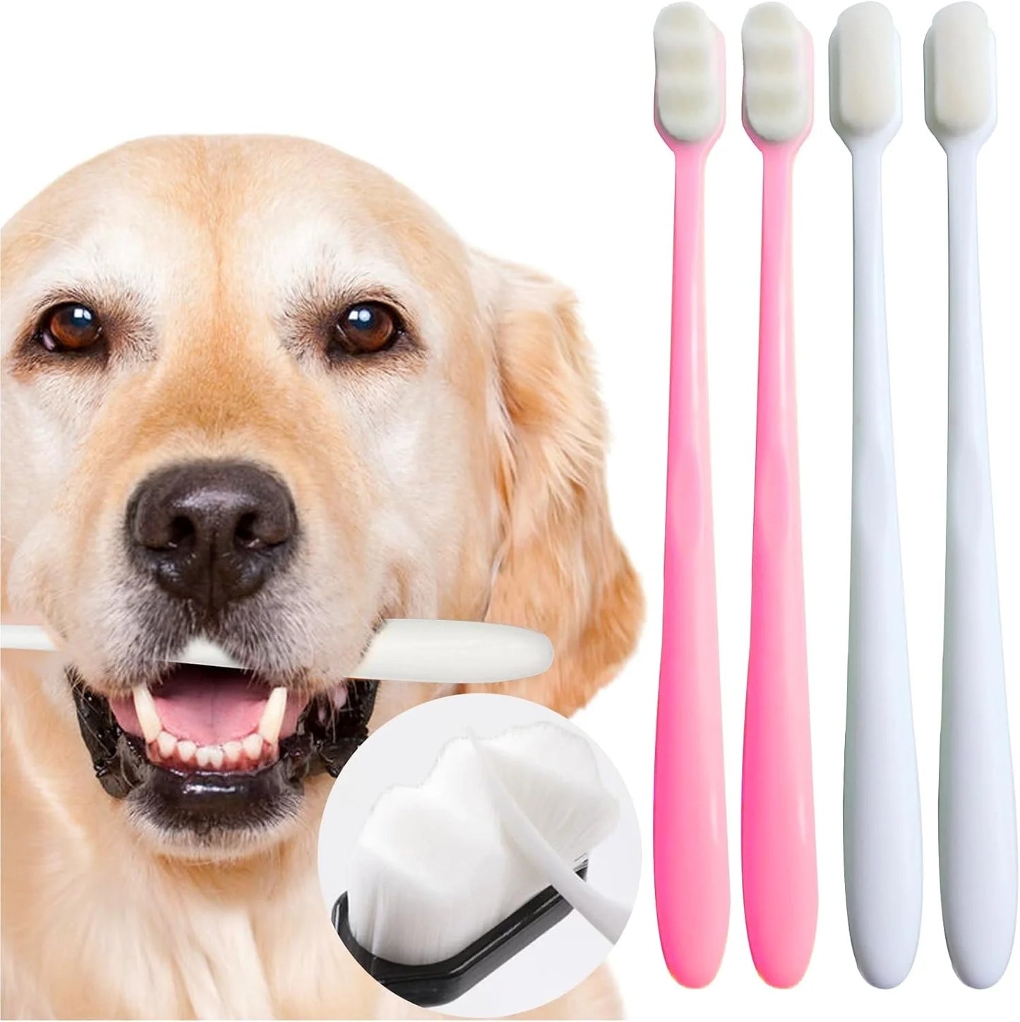 4 Piece Set Ultra-Soft Bristles Dog Toothbrush