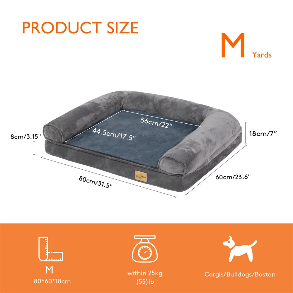 Calming Orthopedic Memory Foam Dog Bed with Waterproof Removable Cover