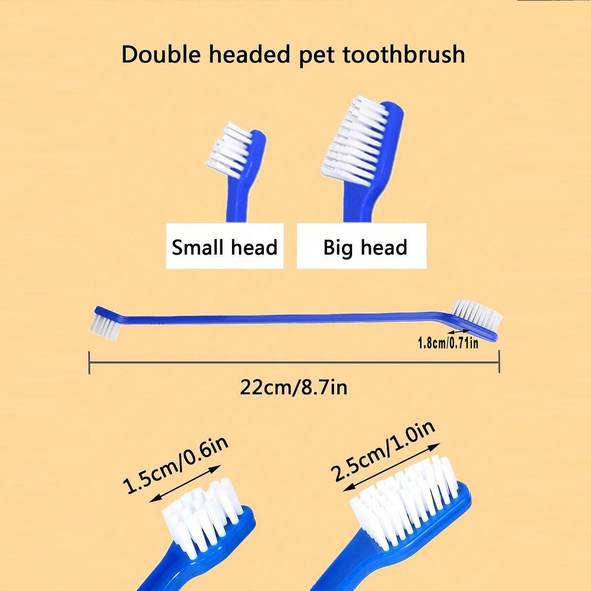 5pcs Double-head Long Handle Pet Toothbrush