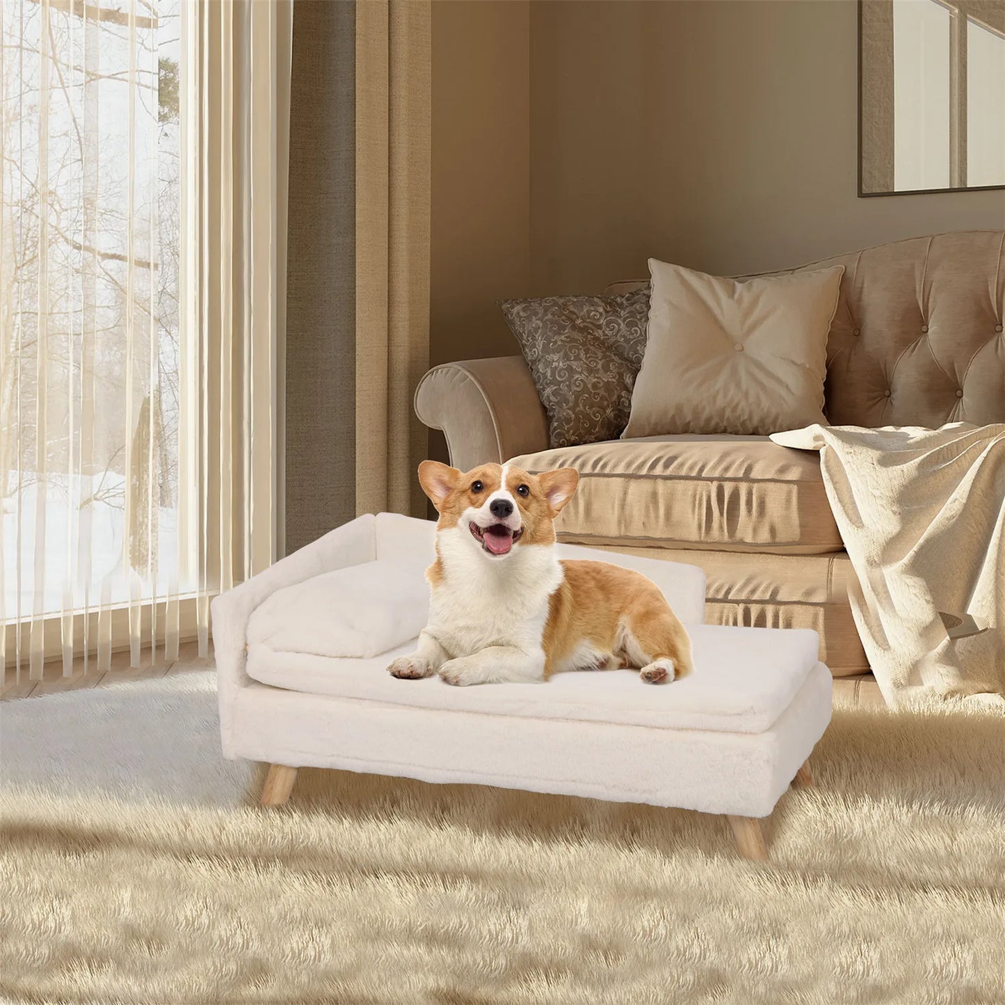 Elevated Pet Bed with Cozy Waterproof Pad, for Small Dog/ Kitten