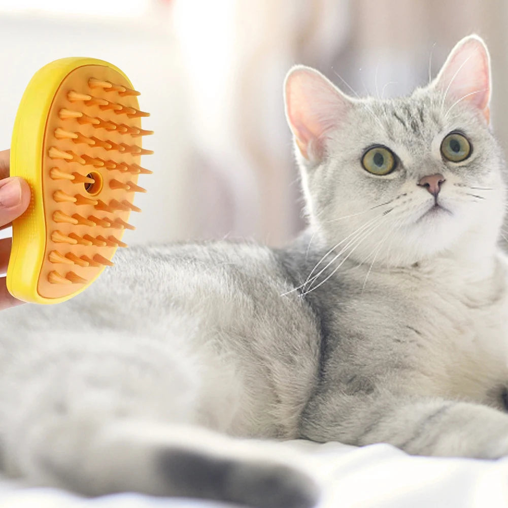 3 In1 Steamy Grooming Dog Brush Self Cleaning