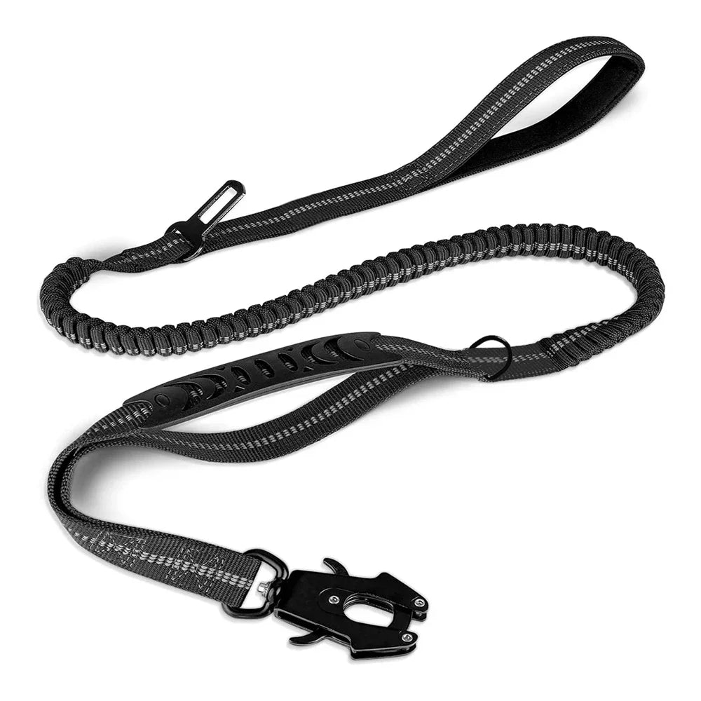 Heavy Duty No Pull Reflective Bungee Dog Leash with Car Seatbelt for Large Dogs