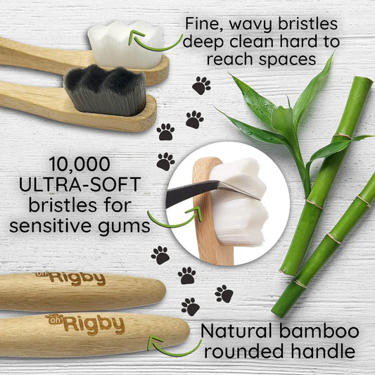 Ultra-Soft Bristles for Sensitive Teeth & Gums- Natural Bamboo Toothbrush