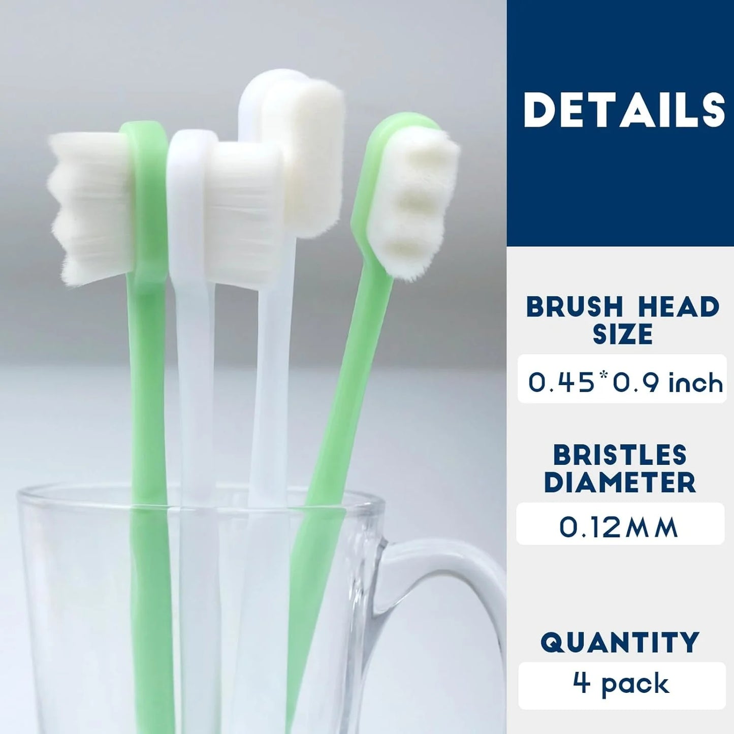 4 Piece Set Ultra-Soft Bristles Dog Toothbrush