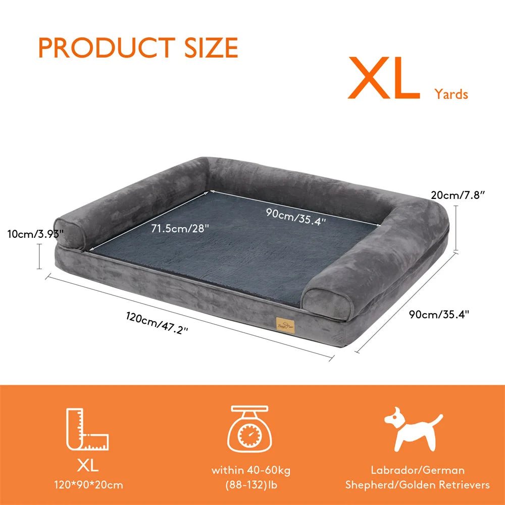 Calming Orthopedic Memory Foam Dog Bed with Waterproof Removable Cover