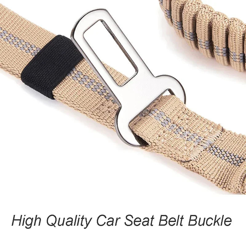 Heavy Duty No Pull Reflective Bungee Dog Leash with Car Seatbelt for Large Dogs