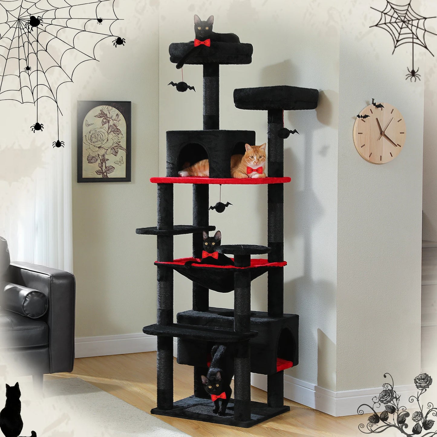Large Spacious Indoor Cat Tree With Covered Scratching Post