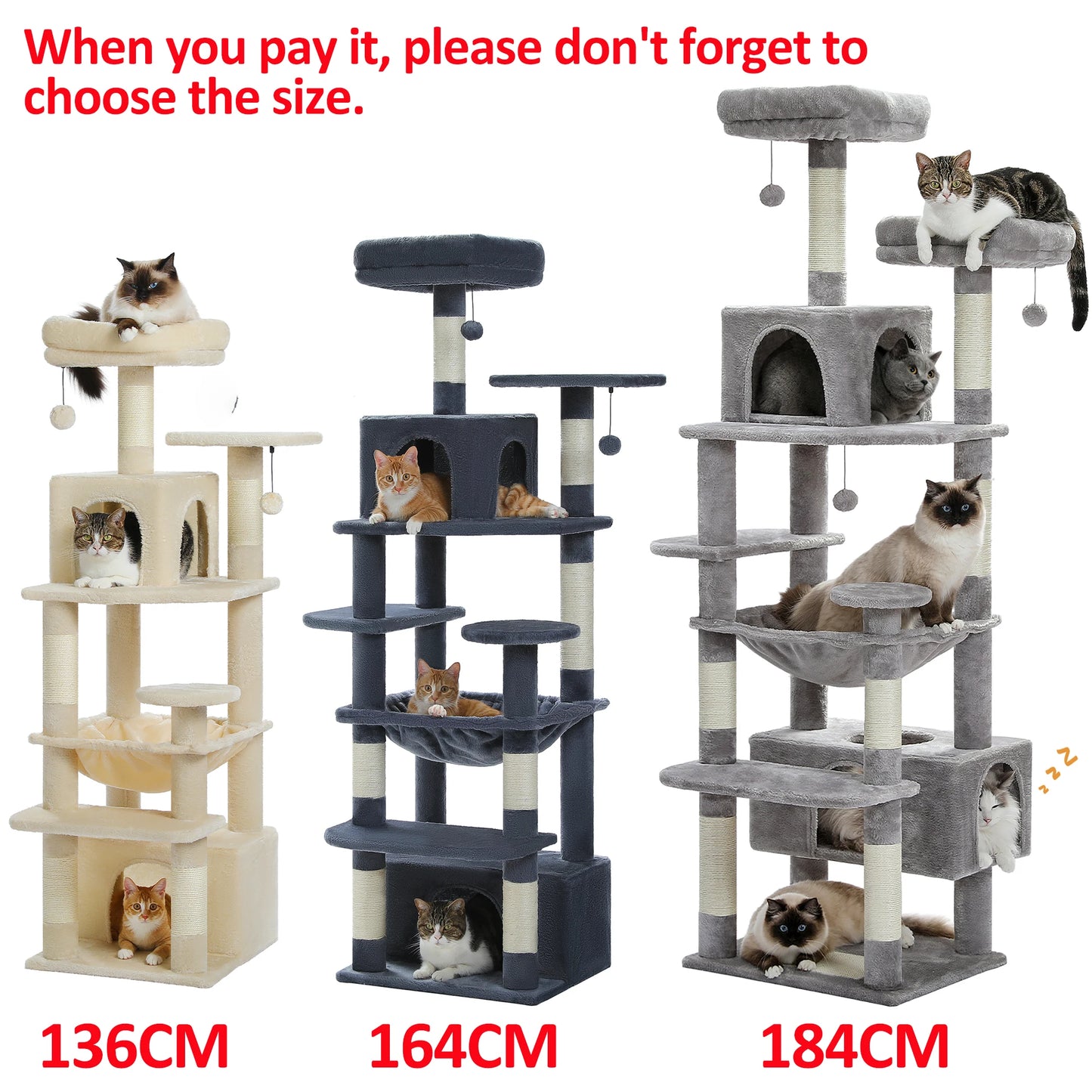 Large Spacious Indoor Cat Tree With Covered Scratching Post