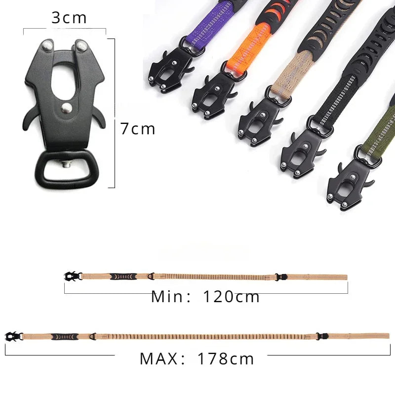 Heavy Duty No Pull Reflective Bungee Dog Leash with Car Seatbelt for Large Dogs