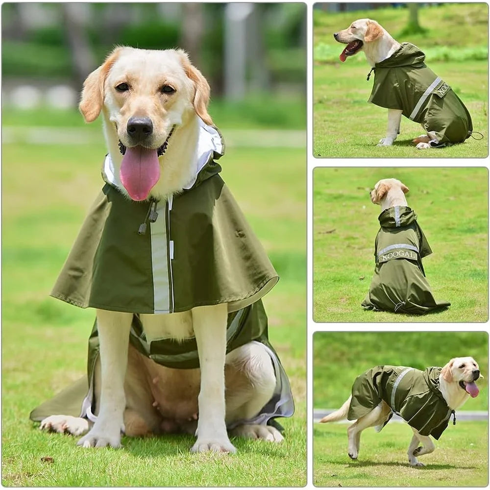 Comfortable Lightweight Adjustable Waterproof Windproof Dog Raincoat