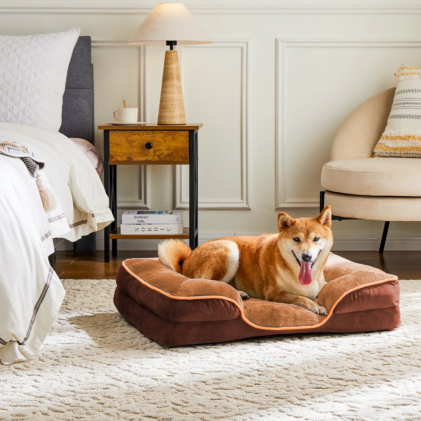 Orthopedic Memory Foam Pet Bed with Washable Removable Cover Non-Slip Base Waterproof Liner