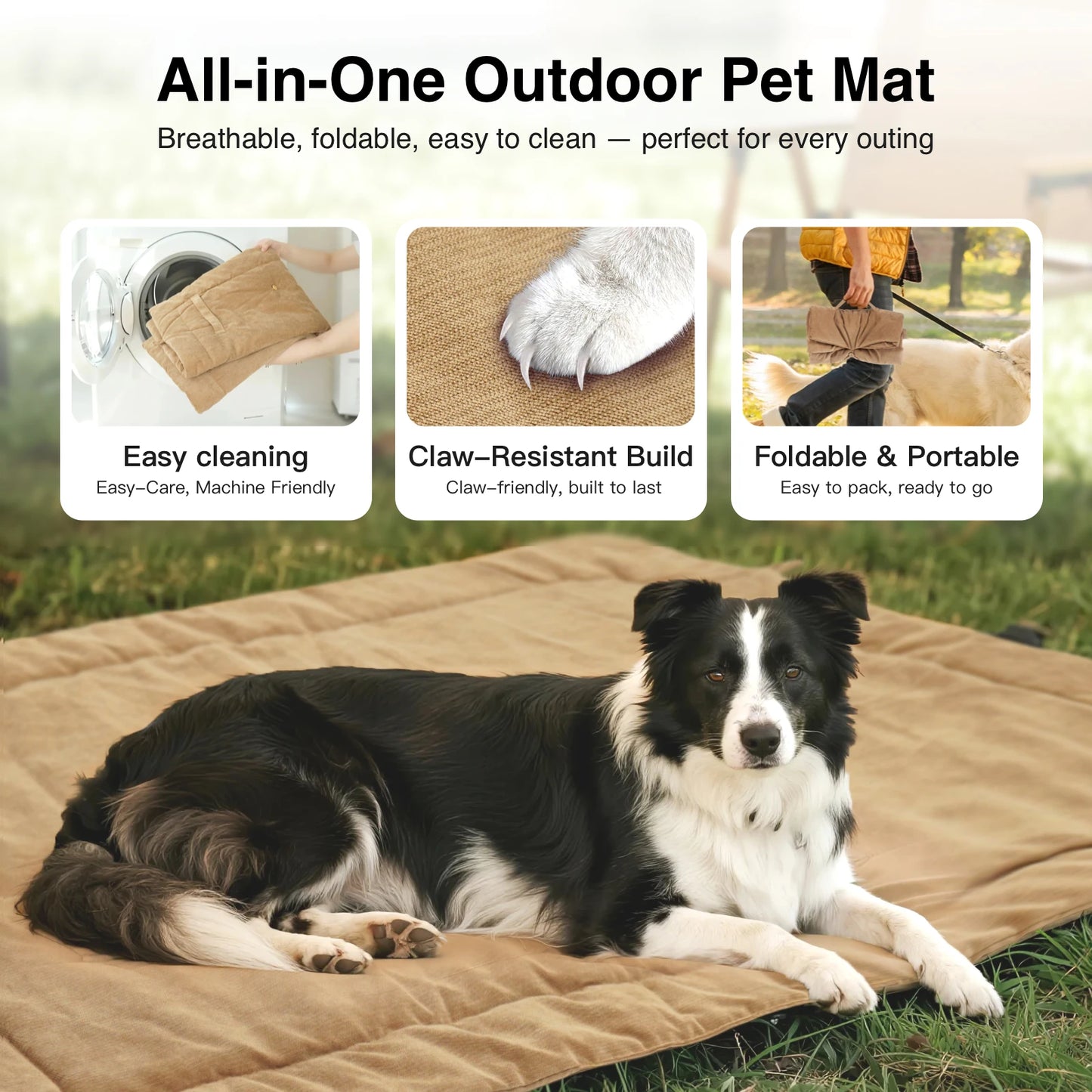 Portable Foldable Outdoor Roll-Up Dog Mat Washable for Travel
