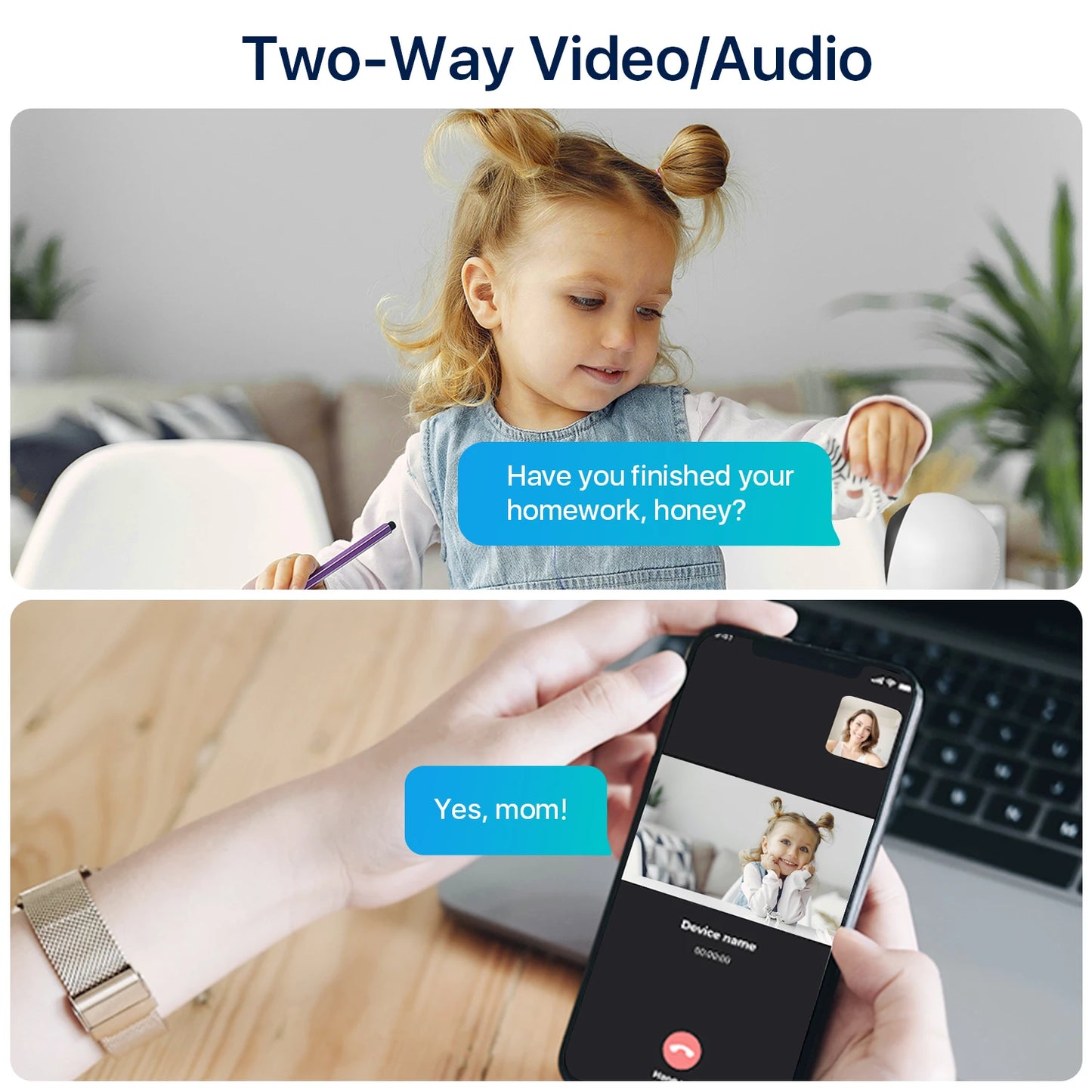 Security Camera WIFI Surveillance Camera 2-Way Video Pet Monitor