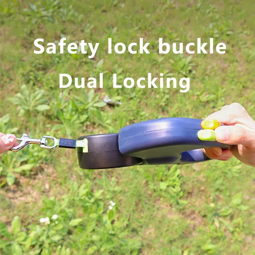Retractable Dual Doggie Leash with LED Light No Tangle for Each Dog