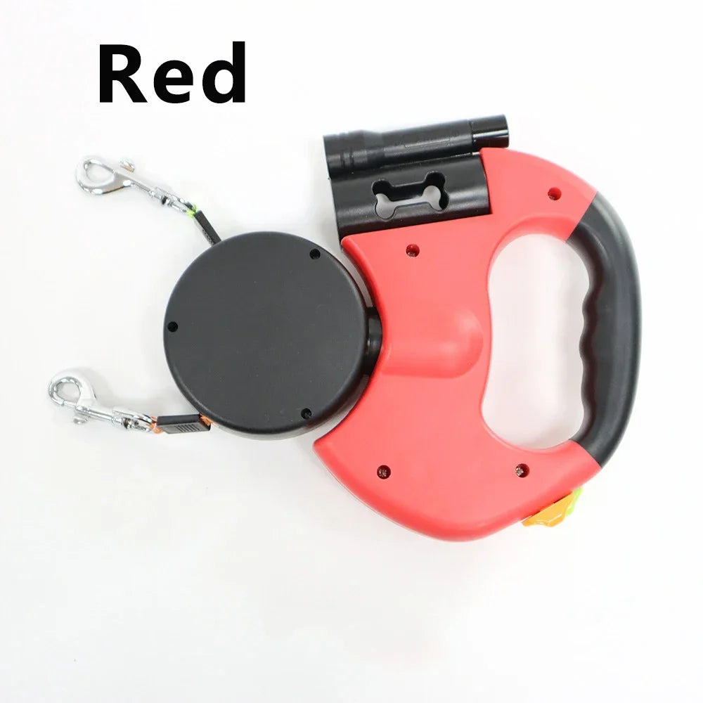 Retractable Dual Dog Leash with LED Light 360 Swivel No Tangle for Each Dog