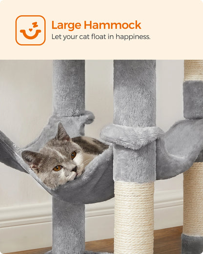 Multi-Level Cat Tower for Indoor Cats with 4 Scratching Posts