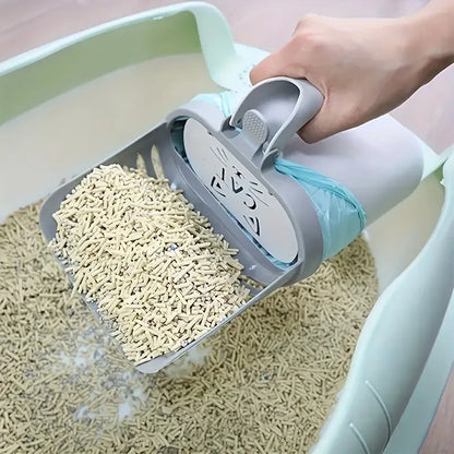 Durable Easy Use Cat Litter Scoop with Waste Bag Holder