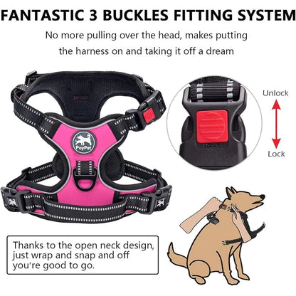 Adjustable No Pull Dog Harness Reflective and Easy Control Handle
