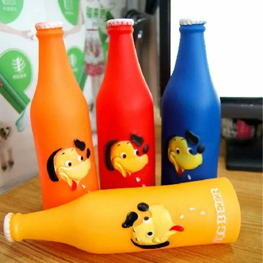 Silicone Squeaky Beer Bottle Dog Toy