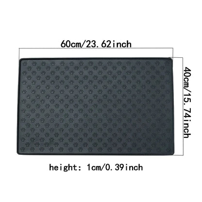 Silicone pet feeding mat with overflow protection