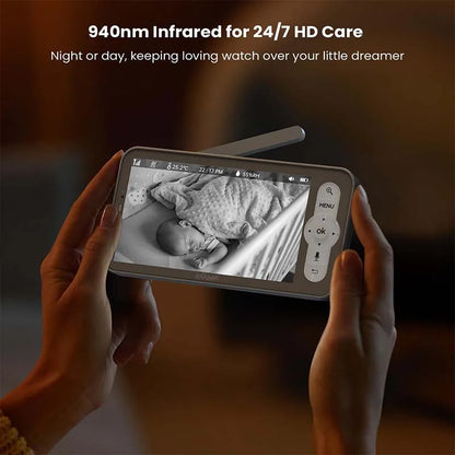 2K Camera and Audio - Video Monitor with 5" Screen - Night Vision, Two-Way Talk, Motion Detection