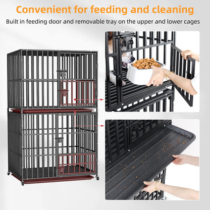 Heavy Duty Dog Kennel with Removable Tray and Steel Lock Latch