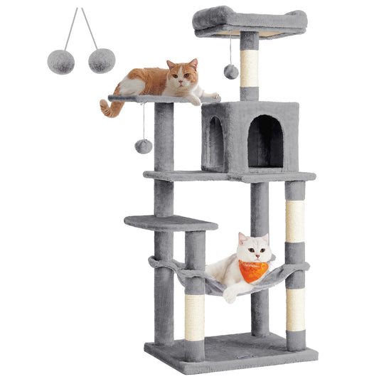 Multi-Level Cat Tower for Indoor Cats with 4 Scratching Posts