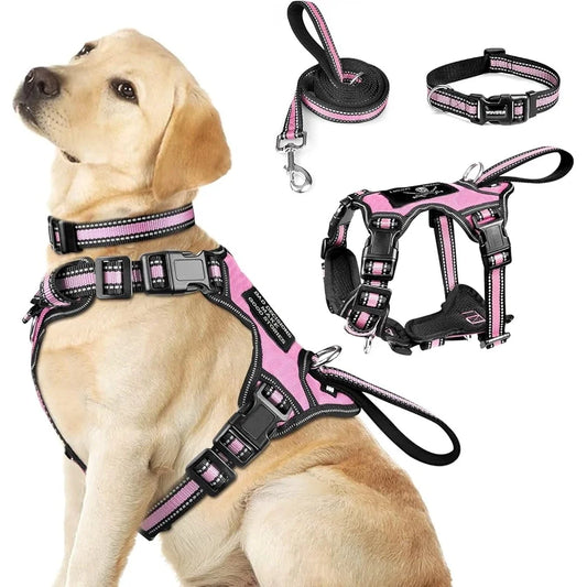 Adjustable Durable Reflective No-Pull Pet Harness for Walking Safety