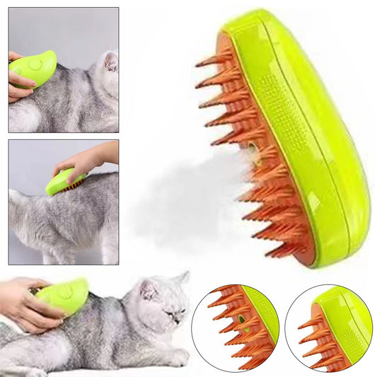 3 In1 Steamy Grooming Dog Brush Self Cleaning