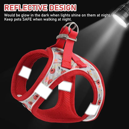 Adjustable No Pull  Small Dog Harness / Leash Set with Reflective