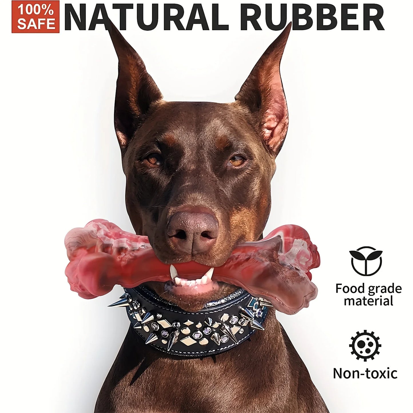 Durable sturdy, non-toxic natural rubber dog chew toy