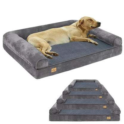 Calming Orthopedic Memory Foam Dog Bed with Waterproof Removable Cover