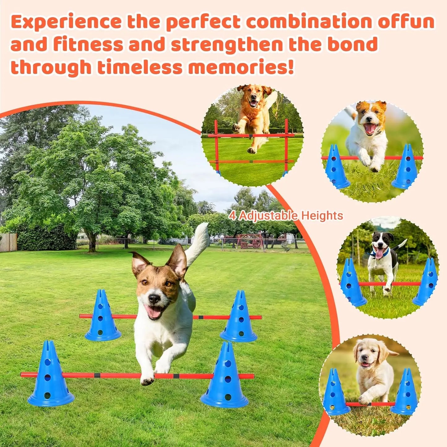 Hurdle Cone Set with 12 Cones 6 Rods Training Equipment