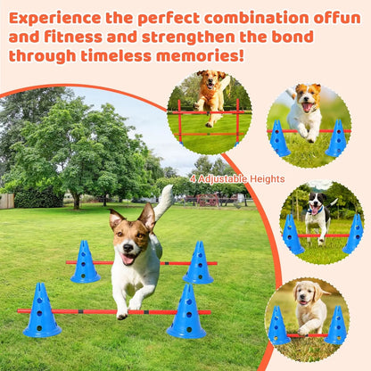Hurdle Cone Set with 12 Cones 6 Rods Training Equipment