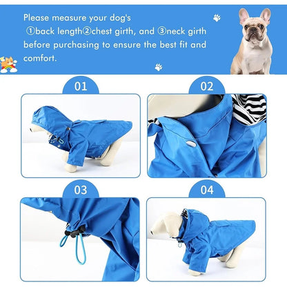 Adjustable Breathable Durable Waterproof Lightweight Dog Raincoat with Hood