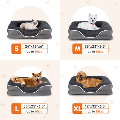 Orthopedic Memory Foam Pet Bed with Washable Removable Cover Non-Slip Base Waterproof Liner