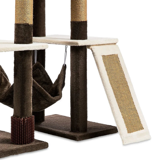 Interactive 7-Level Multi-Functional Cat Tree Tower with Hammock Scratching Posts Rubber Massager